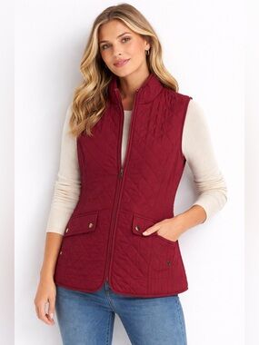 Joules women’s Minx Quilted Gilet vest Burgandy US 12 layering Spring Casual